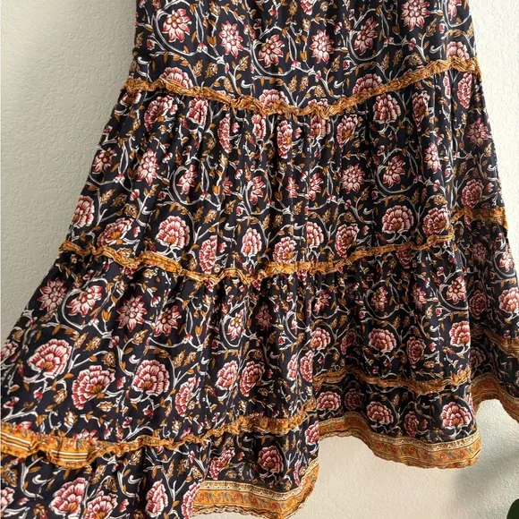 Boho Othilia Anthropologie Galicia Ruffle Tiered Floral Printed Maxi Skirt XS - Picture 3 of 5